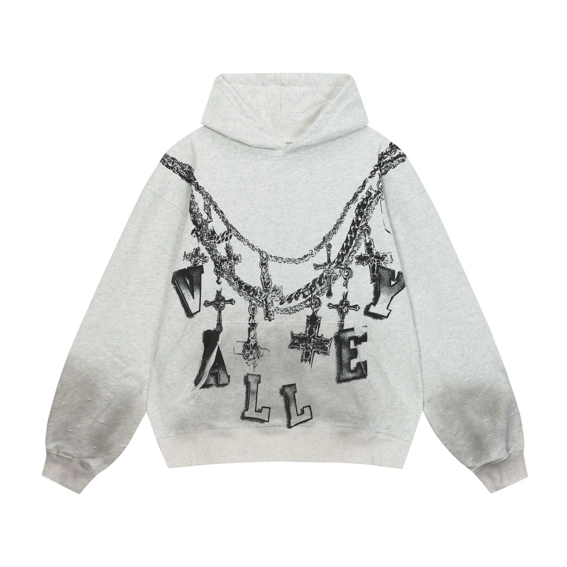Vale USA Hoodies & Sweatshirts Graphic Print Zip-Up Hooded Sweatshirt — ZFZD3447 gray-white