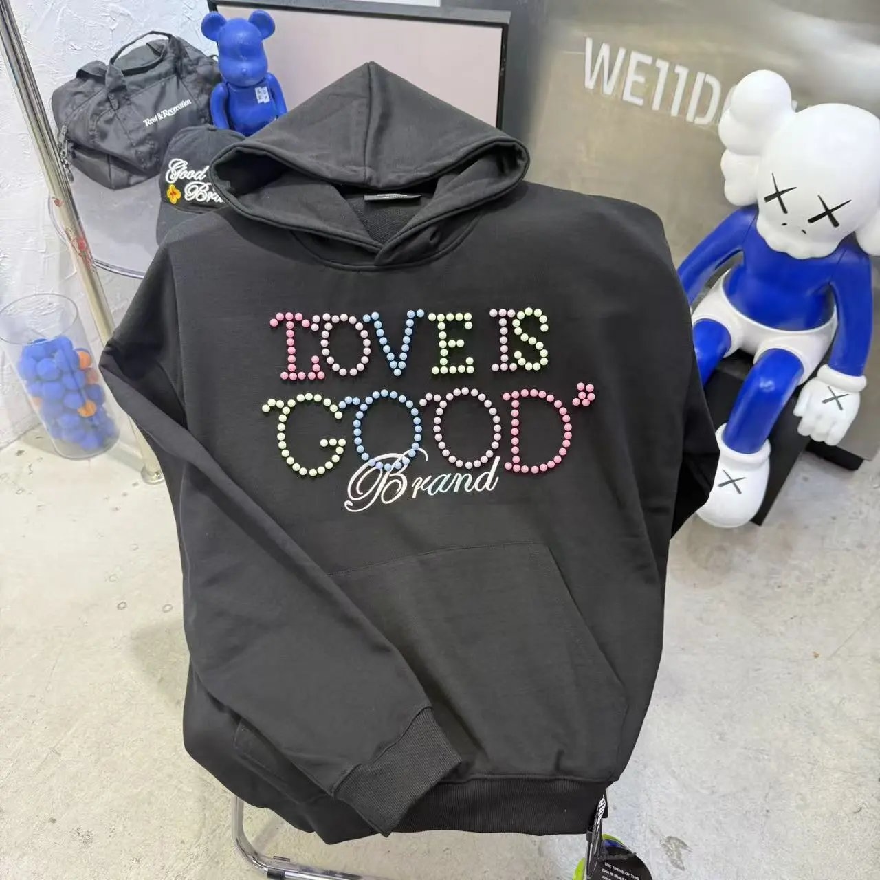Good Brand Hoodies & Sweatshirts Rhinestone Graphic Sweatshirt Collection — G 59 black