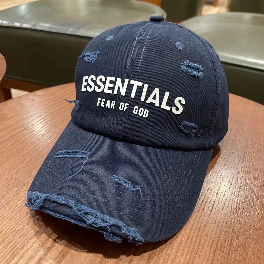 Essentials Hats Distressed Logo Baseball Cap — M05 Dark Blue