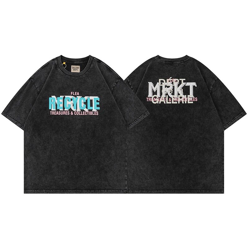 Gallery Dept. T-Shirts Graphic Print Short-Sleeve T-Shirt — Washed Black D128