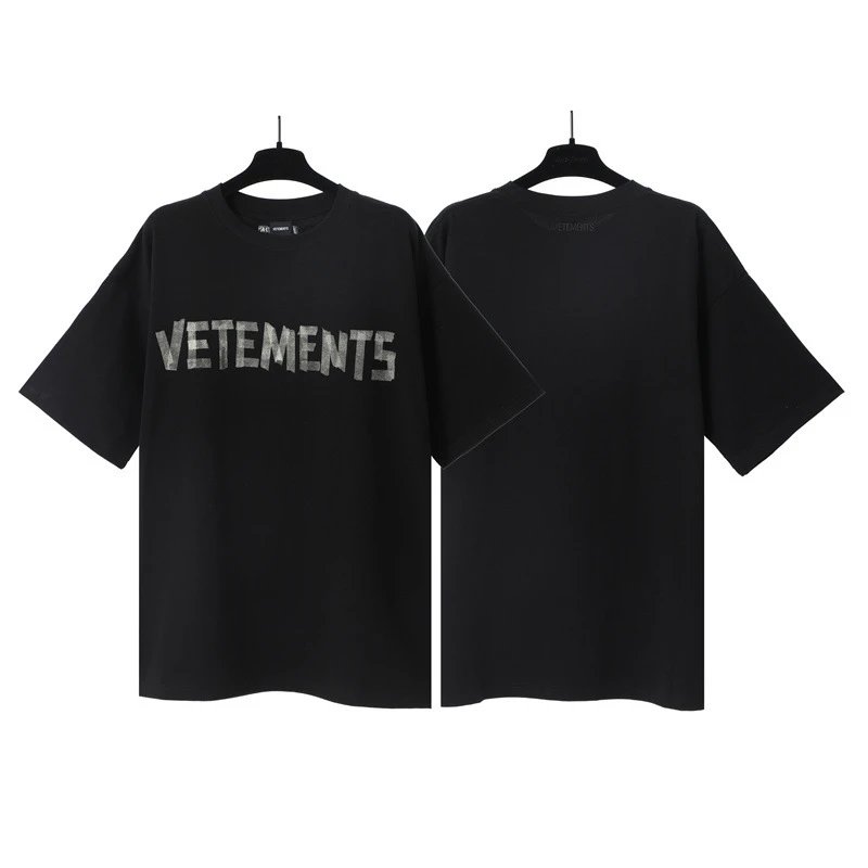 Vetements T-Shirts Washed graphic logo print — Black Tape Letters 7029
