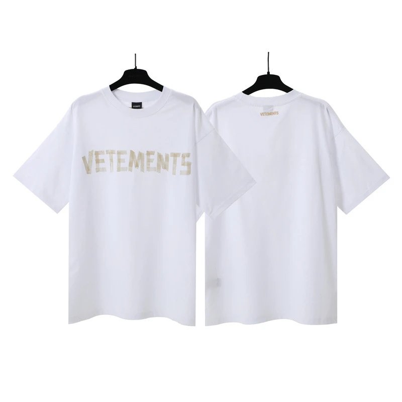 Vetements T-Shirts Washed graphic logo print — White tape letters 7029