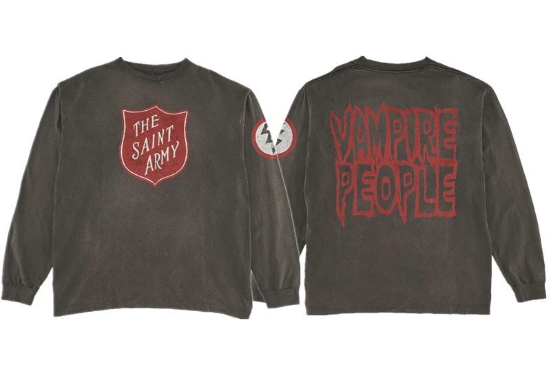 Unbranded Shirts Washed Graphic Long-Sleeve Crewneck Shirt — ST117 washed gray