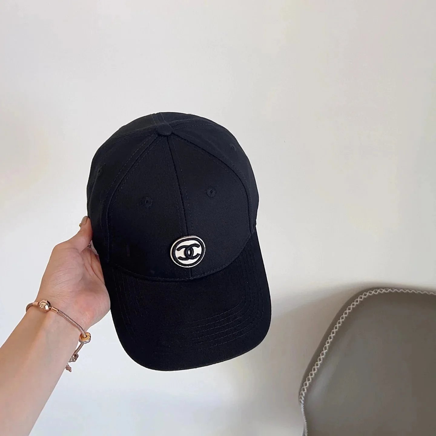 Chanel Logo Embroidered White Baseball Cap - 6