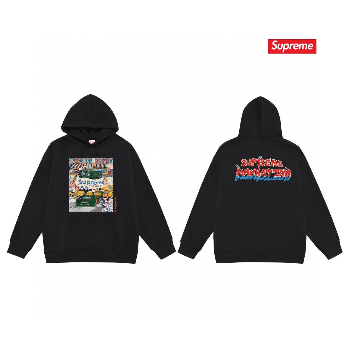 Supreme Hoodies & Sweatshirts Graphic Print Pullover Hoodie — S 2045 Black
