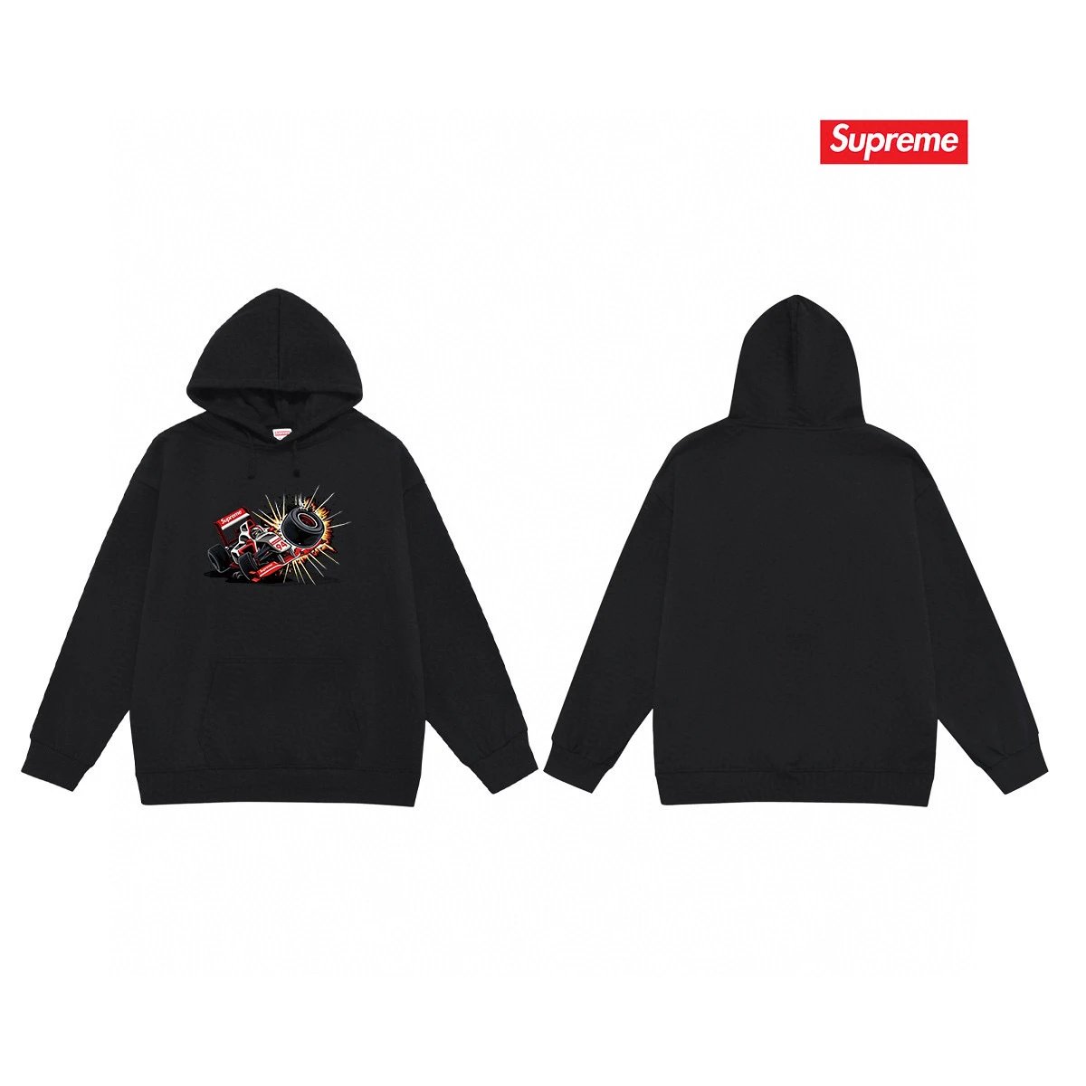Supreme Hoodies & Sweatshirts Fleece-lined hooded sweatshirt with logo graphic — 12-1 Fleece-lined style