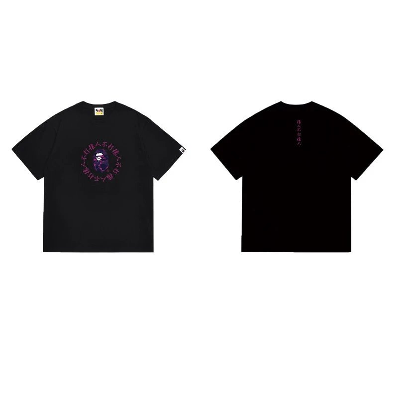 BAPE T-Shirts Graphic Print Crewneck T-Shirt — 1244 Black