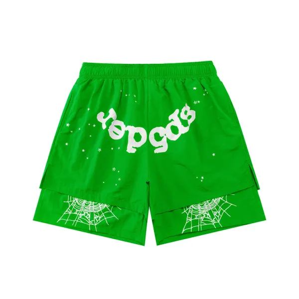 Adidas Yeezy Yeezy x Spider Web Print Green Layered Shorts - 1