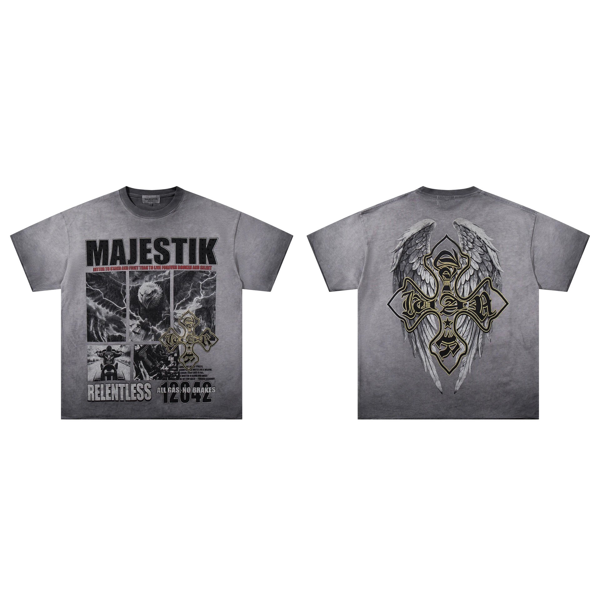 Majestik T-Shirts Graphic short-sleeve T-shirt — M 2632 gray