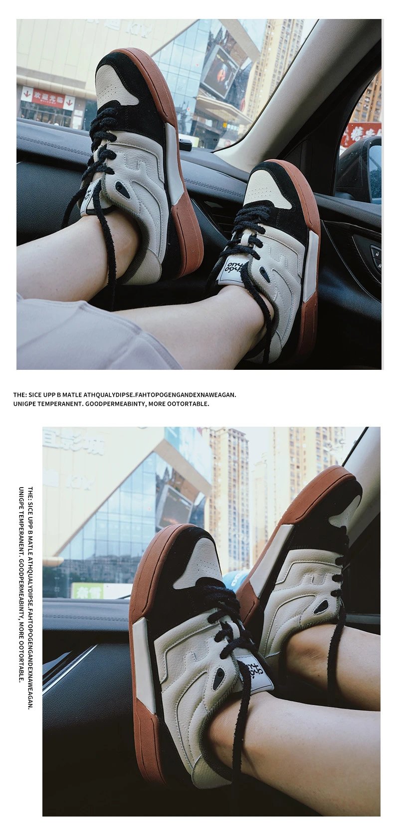 Design Low-Top Skate Sneaker Black White Gum Sole Sneakers Skateboard Shoes - 10