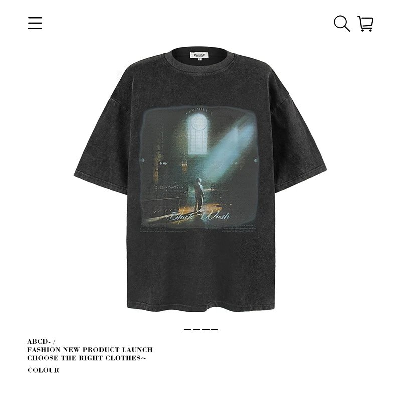 VANCARHELL T-Shirts Oversized graphic-print crew-neck T-shirt — 9663-Distressed black