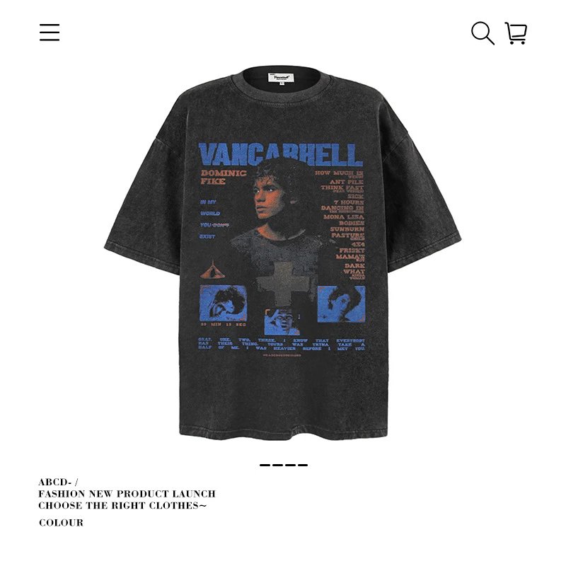 VANCARHELL T-Shirts Oversized graphic-print crew-neck T-shirt — 9693-Fried Flower Black