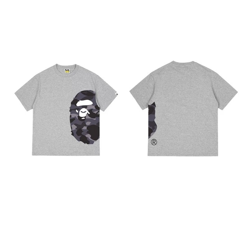BAPE T-Shirts Side Ape Head Camouflage Print — 1330 gray
