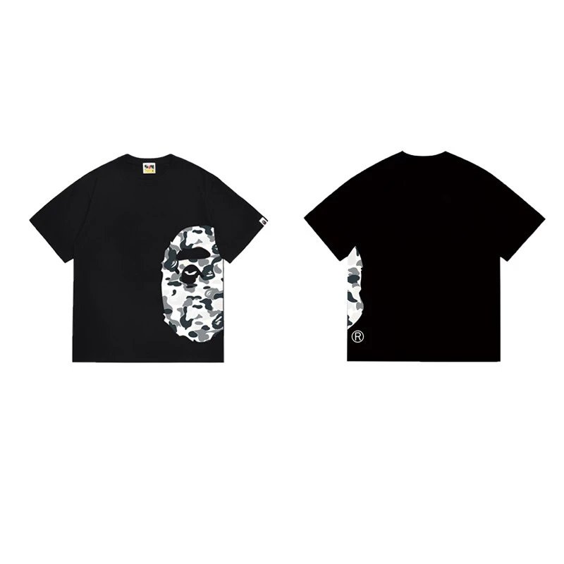 BAPE T-Shirts Side Ape Head Camouflage Print — 1332 black