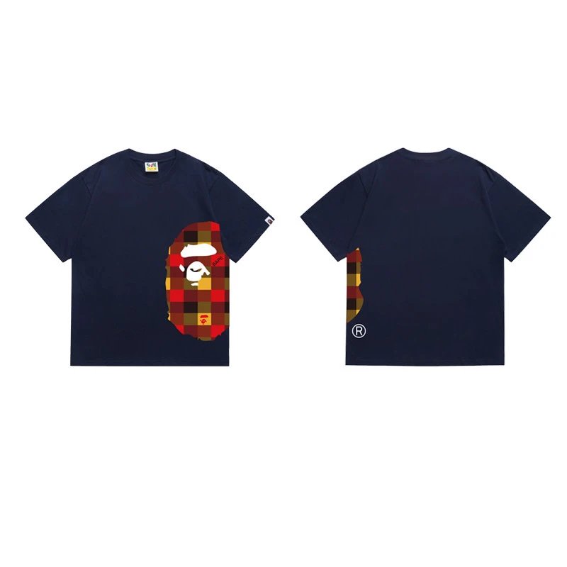 BAPE T-Shirts Side Ape Head Camouflage Print — 1334 Dark blue