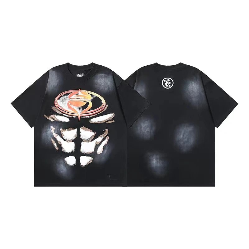 Hellstar T-Shirts Graphic Crewneck T-Shirt — 623 Washed old black