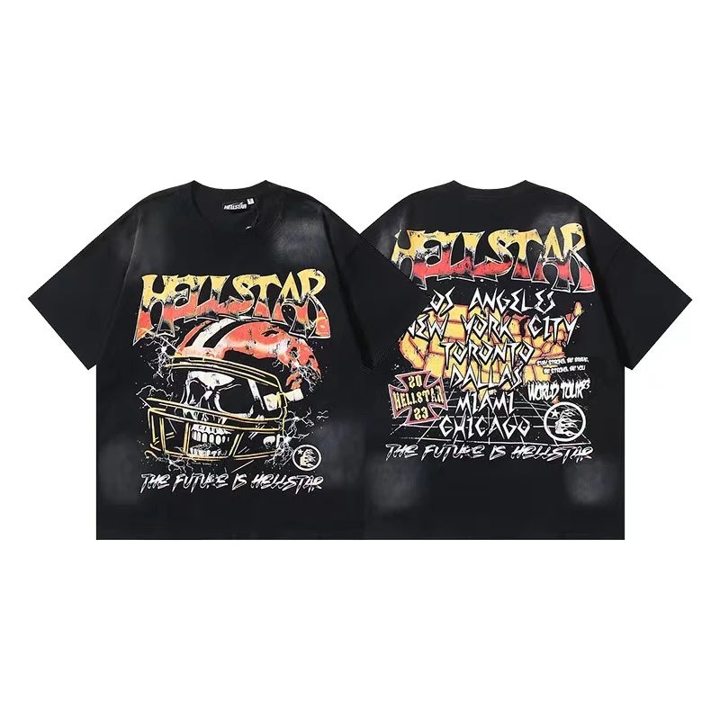 Hellstar T-Shirts Washed graphic T-shirt — 686 Washed old black