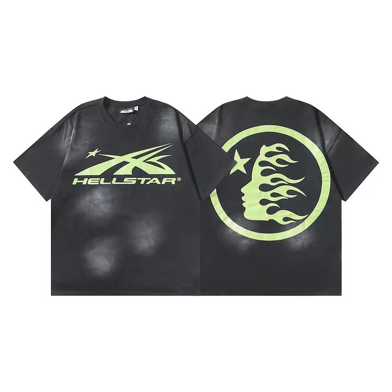 Hellstar T-Shirts Graphic Crewneck T-Shirt — 656 Washed old black