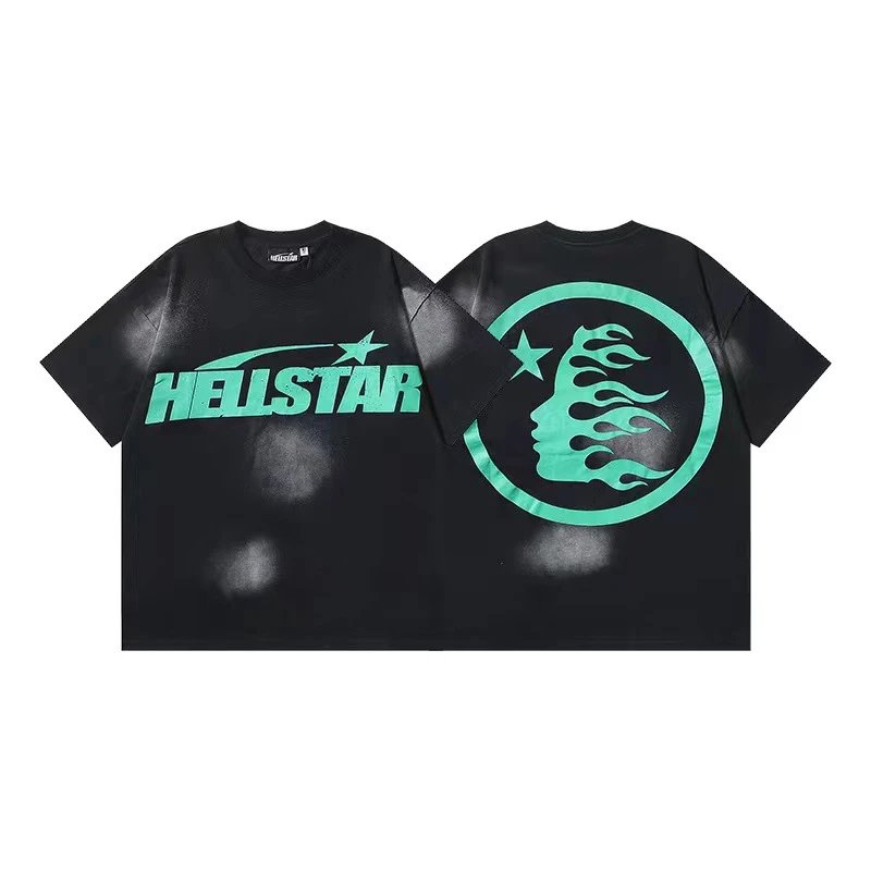 Hellstar T-Shirts Washed graphic T-shirt — 672 Washed old black