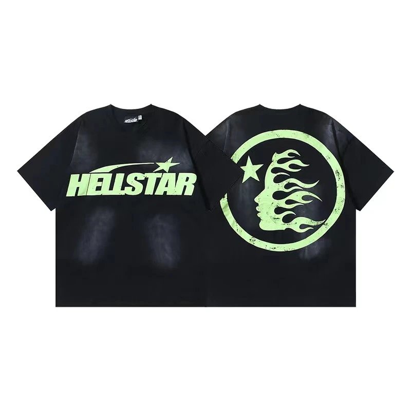 Hellstar T-Shirts Washed graphic T-shirt — 679 Washed old black