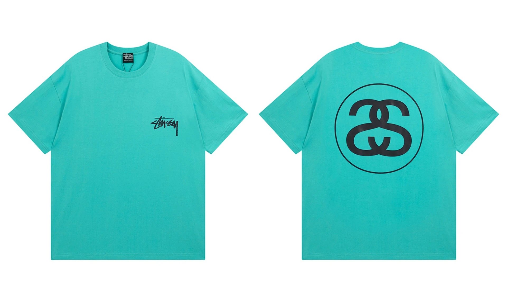 Stüssy T-Shirts TS3K-1 graphic print — 954 Lake green