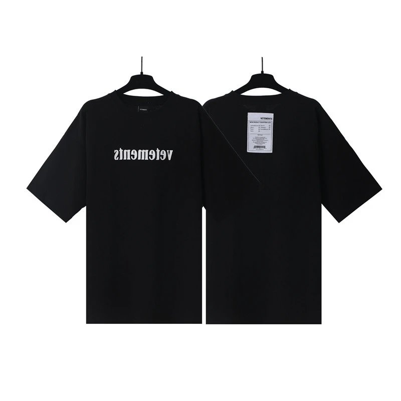 Vetements T-Shirts Washed graphic logo print — Black Reverse Letters 7042