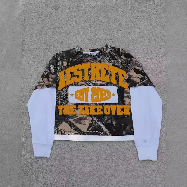 Unbranded Hoodies & Sweatshirts Layered-Look Graphic Crewneck Sweatshirt product detail image 8