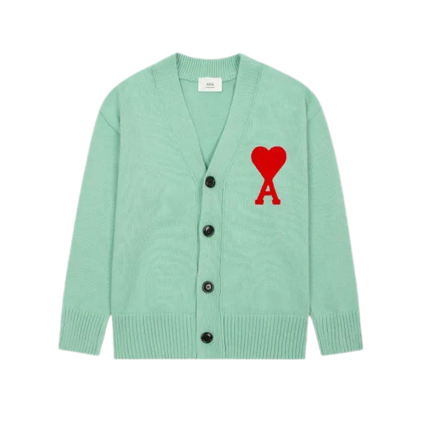 Ami Paris Heart Logo Cardigan Yellow - 15