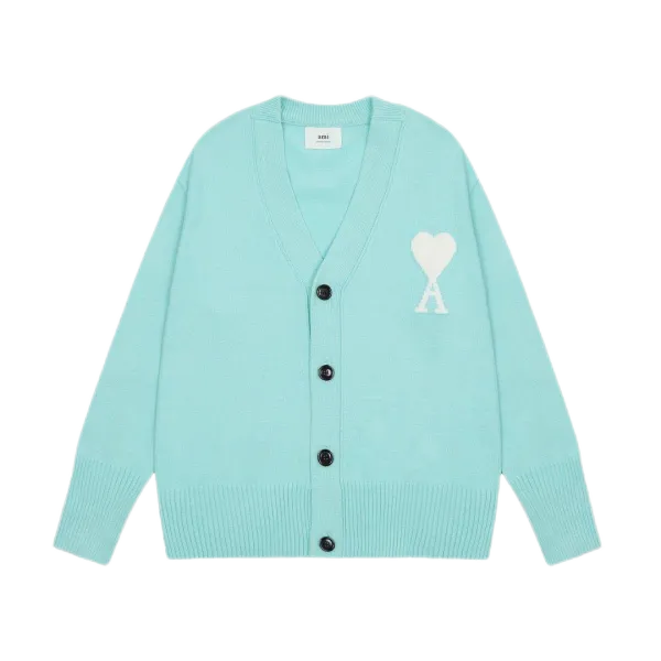 Ami Paris Heart Logo Cardigan Yellow - 17