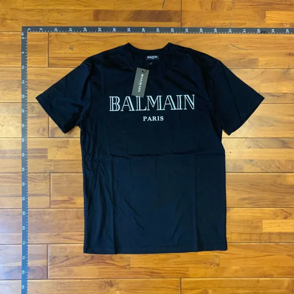 Balmain Logo Print Black T-Shirt - 1
