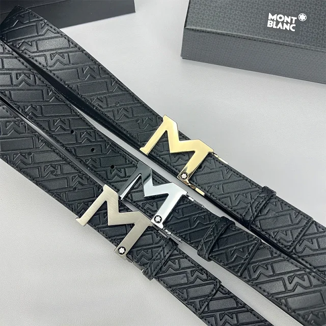 Montblanc Belts Reversible embossed-pattern belt with interchangeable M and pin buckles product detail image 1