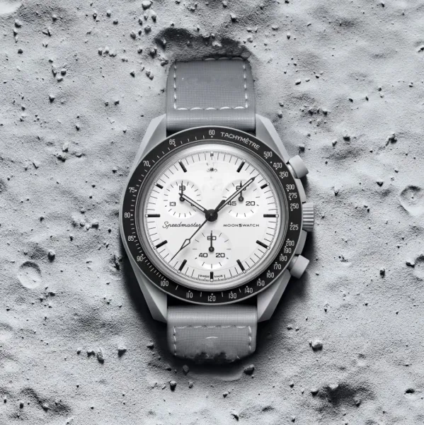 Omega Speedmaster Moonwatch White Dial Chronograph Watch Watches - 1