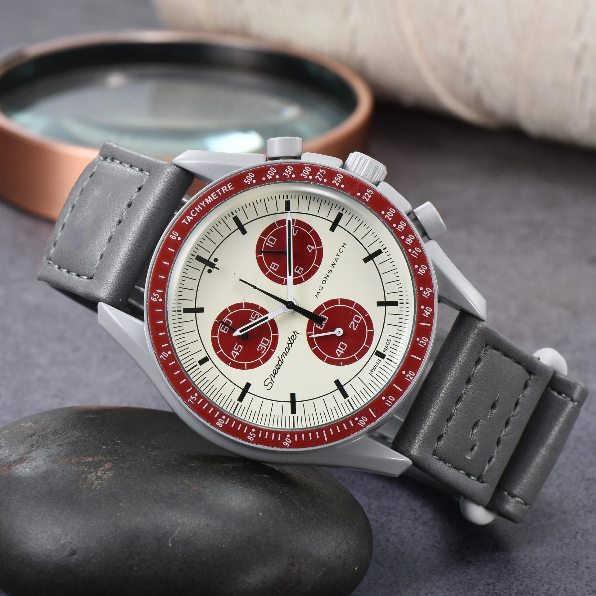 Omega Speedmaster Moonwatch Chronograph Orange and White Quartz Watch Watches - 5