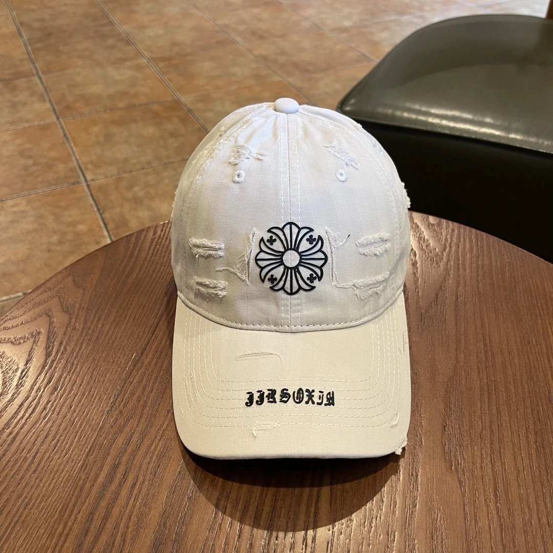 Design Distressed Flower Embroidery Baseball Cap Beige - 26