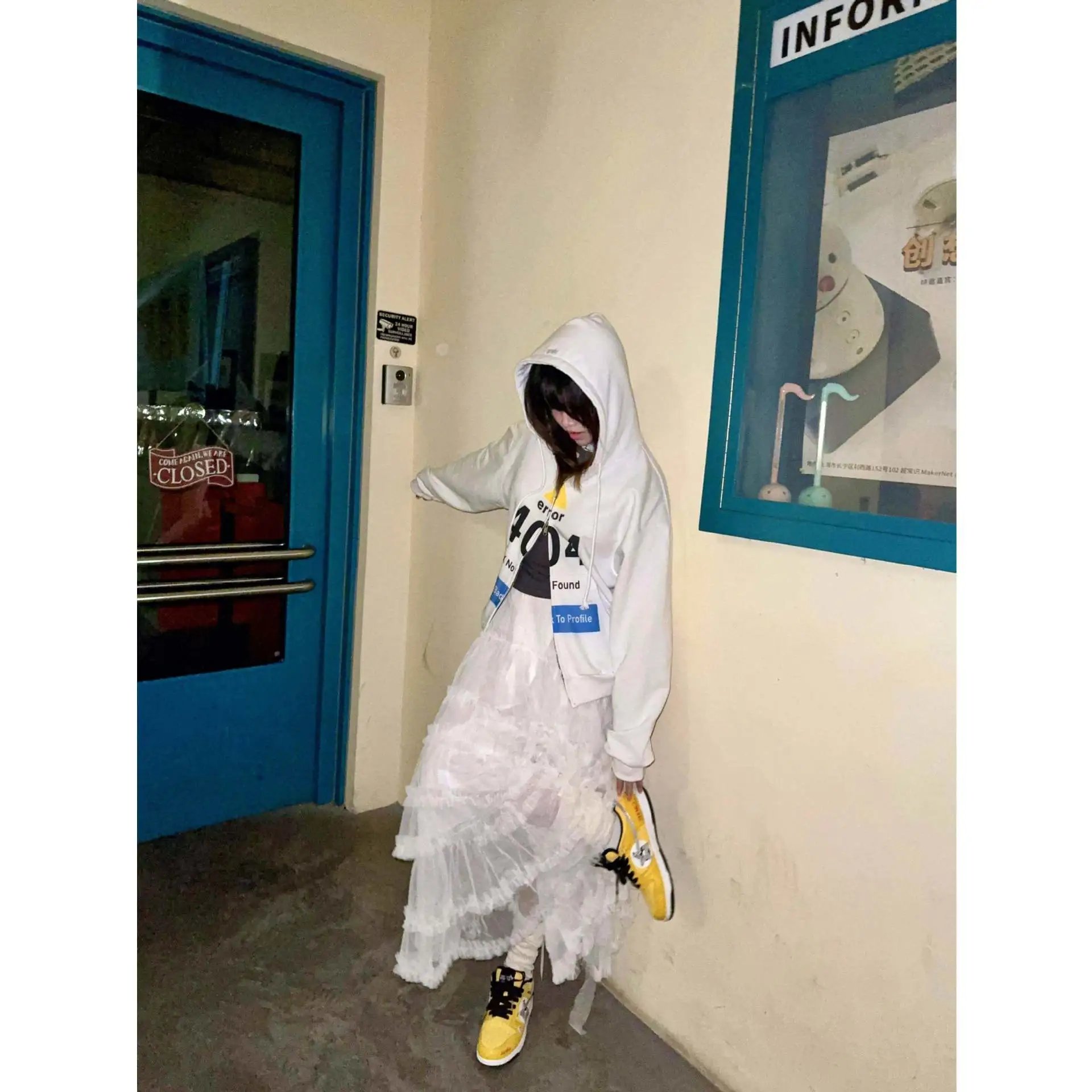 Project G/R Hoodies & Sweatshirts Distressed Zip-Up Hoodie — White-Zipper【18 Payment】