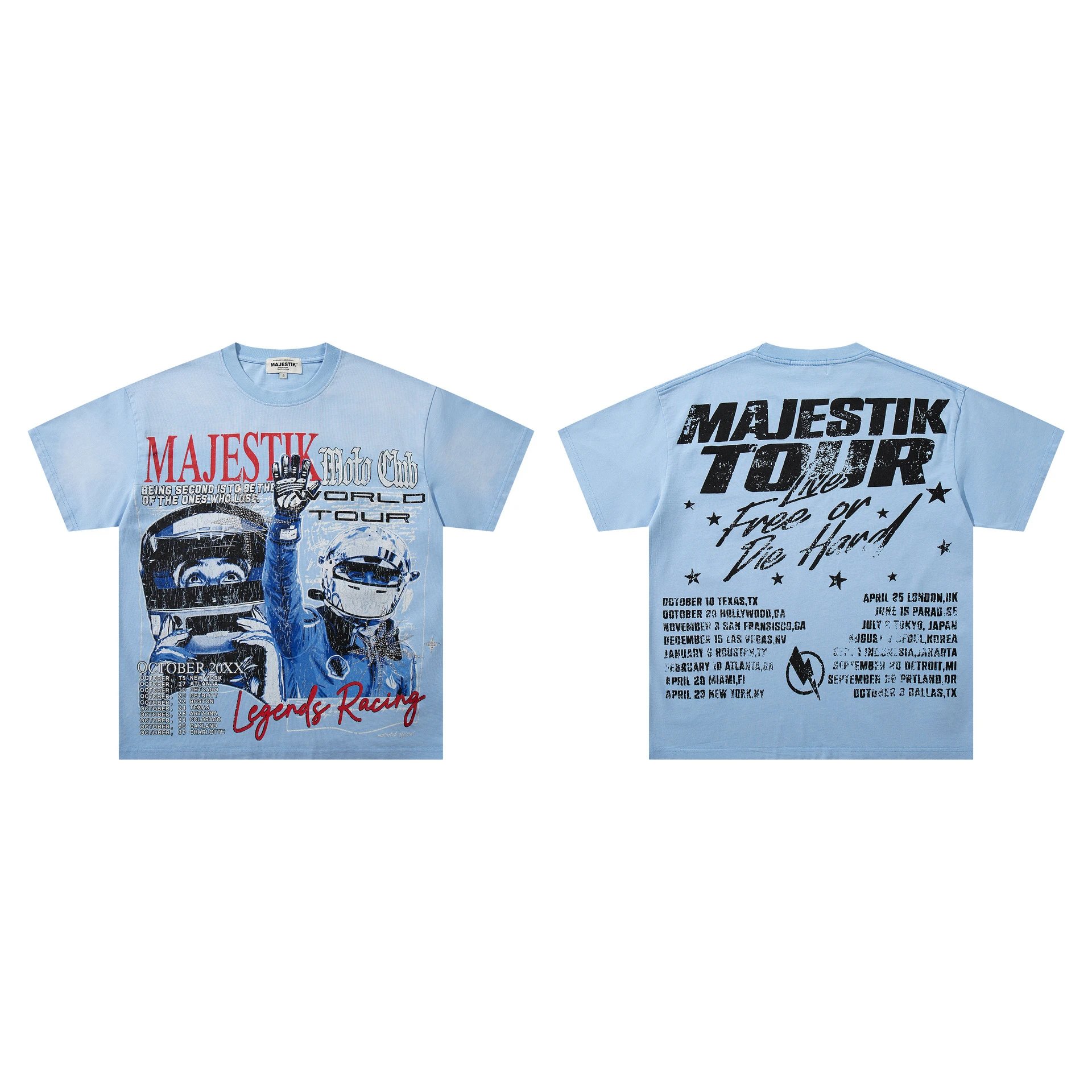 Majestik T-Shirts Graphic Print — M 2651 Blue