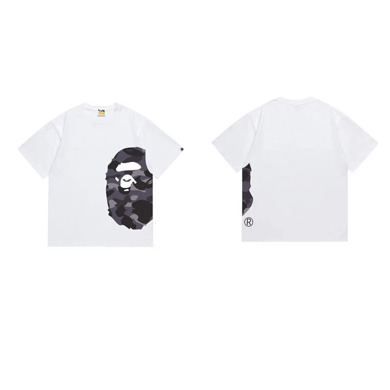 BAPE T-Shirts Side Ape Head Camouflage Print — 1330 white