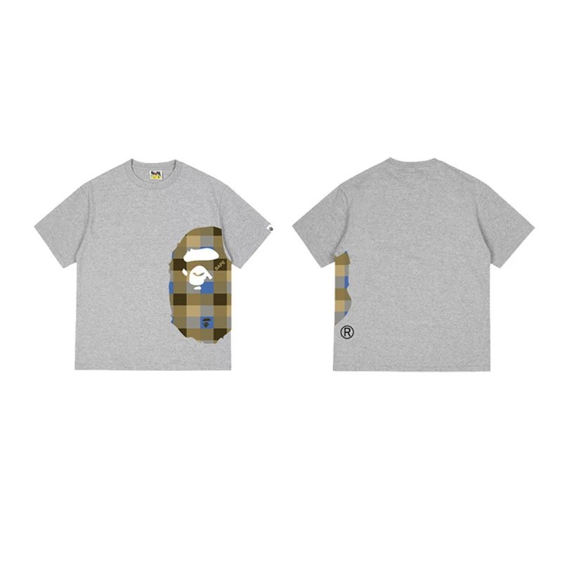BAPE T-Shirts Side Ape Head Camouflage Print — 1333 gray