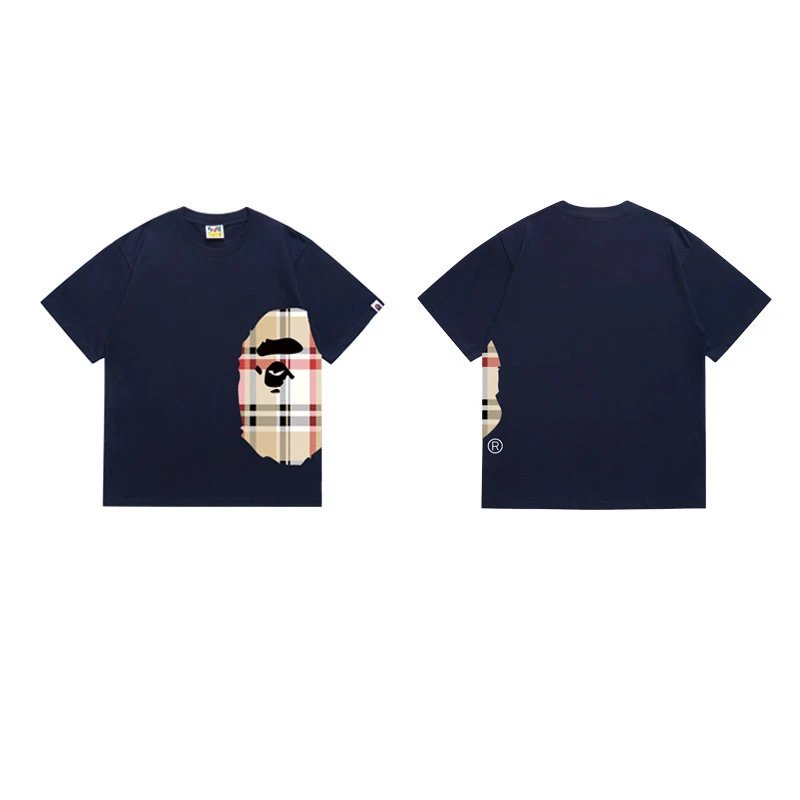 BAPE T-Shirts Side Ape Head Camouflage Print — 1340 Dark blue