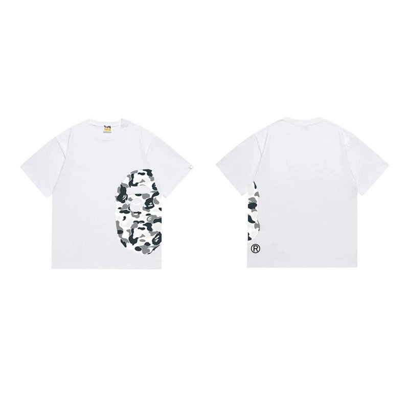 BAPE T-Shirts Side Ape Head Camouflage Print — 1332 white