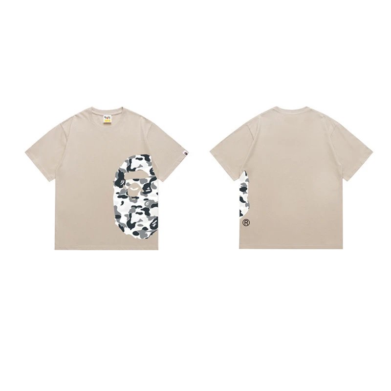 BAPE T-Shirts Side Ape Head Camouflage Print — 1332 Apricot color