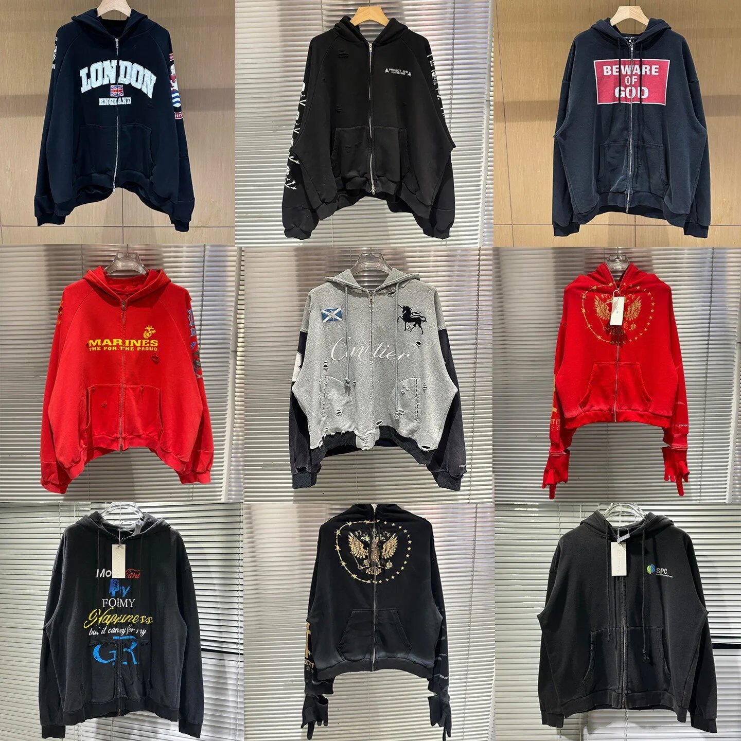 Project G/R Hoodies & Sweatshirts Distressed Zip-Up Hoodie image 2