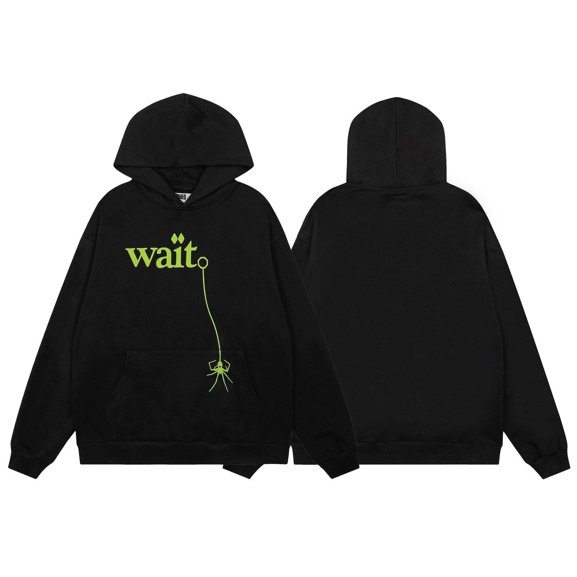 Sp5der Graphic Print Hoodie — 7739 Black