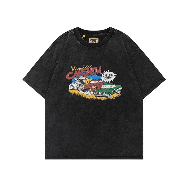 Gallery Dept. T-Shirts Graphic Print Short-Sleeve T-Shirt — Washed Black D120