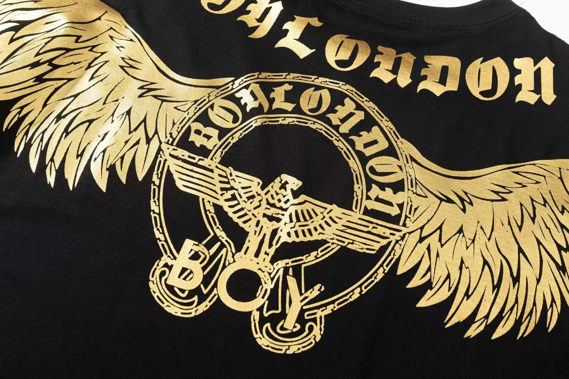 Design BOY Eastern Winged Eagle Embroidered Black Sweat Shorts - 26