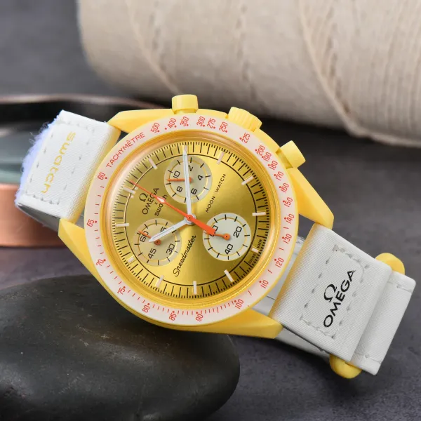 Omega x Swatch Speedmaster Moon Watch Yellow Chronograph Watch Watches - 1