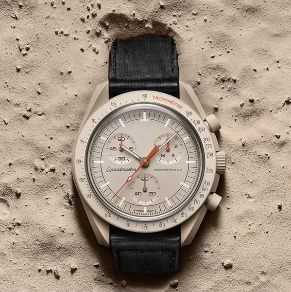 Omega Speedmaster Moonwatch Chronograph Beige Ceramic Watch Watches - 1