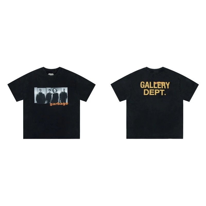 Gallery Dept. T-Shirts Washed graphic-print short-sleeve T-shirt — D 20#Washing water black (digital direct injection)