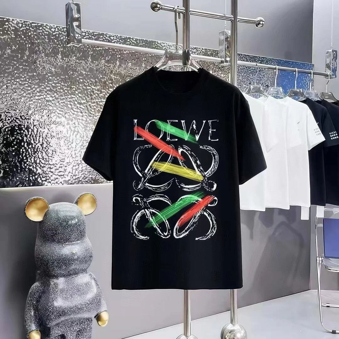 Loewe T-Shirts Short-Sleeve T-Shirt with Anagram Chest Patch — 40