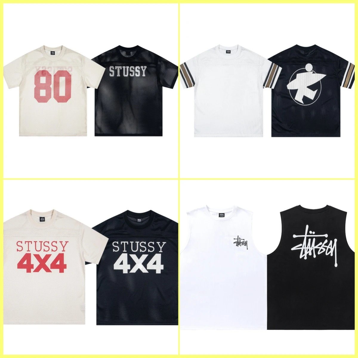 Stussy Black Mesh T-Shirt and Stussy White Tank Top Combo Pack